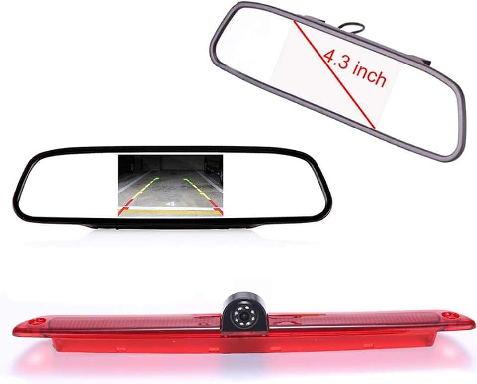 【Rückfahrkamera Kit】 4.3 Zoll Rückspiegel Monitor + im 3.Bremslicht Rückfahrkamera Transportster Ersatz für Mercedes Benz Sprinter W906 W907 W910 316 CDI Viano Vito Transit Ducato VW Crafter Master
