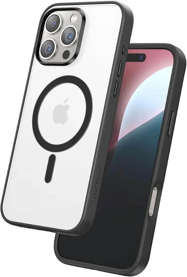 FLOLAB Surtect Tri-Fusion Magnetische Schutzhülle für iPhone 16 Pro Max, schützend, schlankes Design, Magsafe-kompatibel, Militärqualität, schwarz, matt, durchscheinend