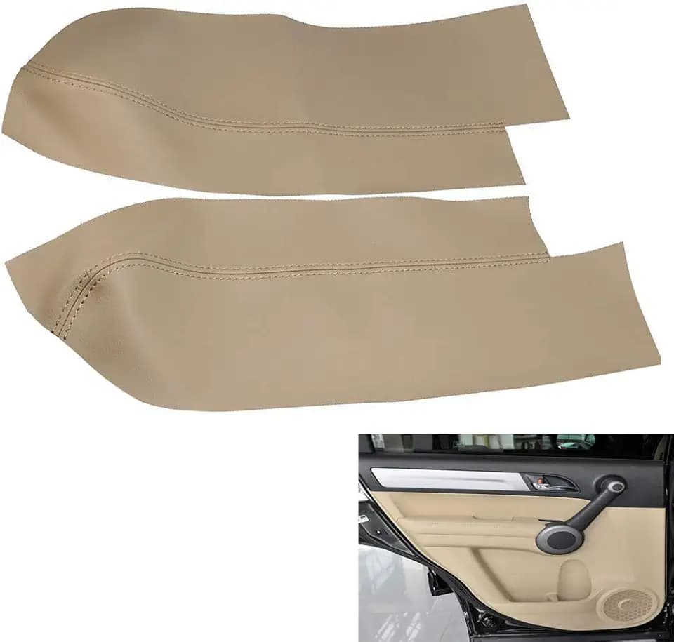 DSkoiph Front Door Panels Armrest Cover Leather Left & Right for Honda Cr-V CRV 2007-2012 (Beige)