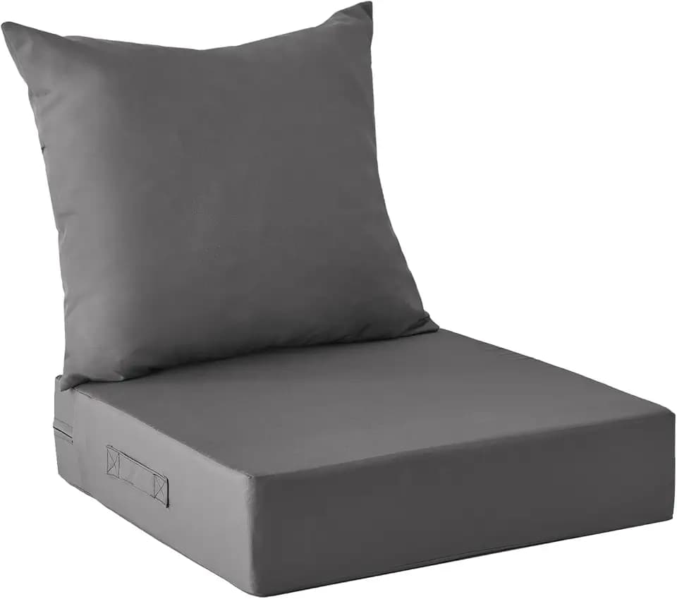 IPYNBAP Outdoor Cushions for Patio Furniture,Outdoor Seat Cushion Set 24 x 24 x 5.75 Inch,Waterproof & Fade Resistant Outdoor Chair Cushions,Deep Patio Chair Cushion with Removable Cover,Dark Grey
