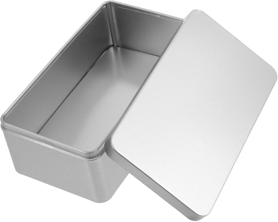 ABOOFAN Silberne Aufbewahrungsbox Mit Deckel Rechteckige Blechdose Aus WeißBlech 7.09X3.86X2.56In FüR SüßIgkeiten Kekse Tee Schmuck Und Kleine Accessoires