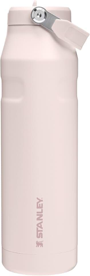 STANLEY 1913 Flip Straw Trinkflasche mit Strohhalm 1.06L - Thermobecher Kühlt 17 Stunden - 4 Tage Eisgekühlt - BPA-frei - Auslaufsicher - Für Getränkehalter - Spülmaschinenfest - Rose Quartz