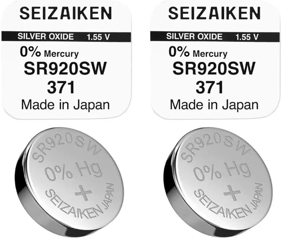 2 Stück Knopfzelle Original SEIZAIKEN 371, SR920SW, 1.55 V, Uhrenbatterien Akku Silberoxid, 0% Quecksilber, 100% Made in Japan
