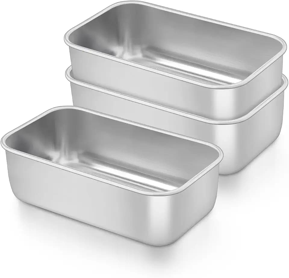 TeamFar Mini Loaf Pan, 3 PCS Stainless Steel Loaf Pans for Baking Bread