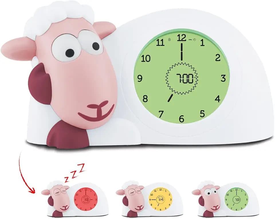 ZAZU Sam the Lamb Uhr – Schlafcoach Uhr und Nachtlicht für Kinder | Bringt Ihrem Kind mit visuellen Indikatoren bei, wann es aufwachen soll | Einstellbare Helligkeit | Automatische Abschaltung