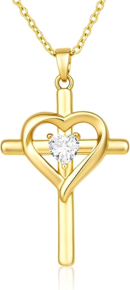 18K Weißgold Vergoldet Kreuz Kette Damen Geschenke für Frauen Mädchen
