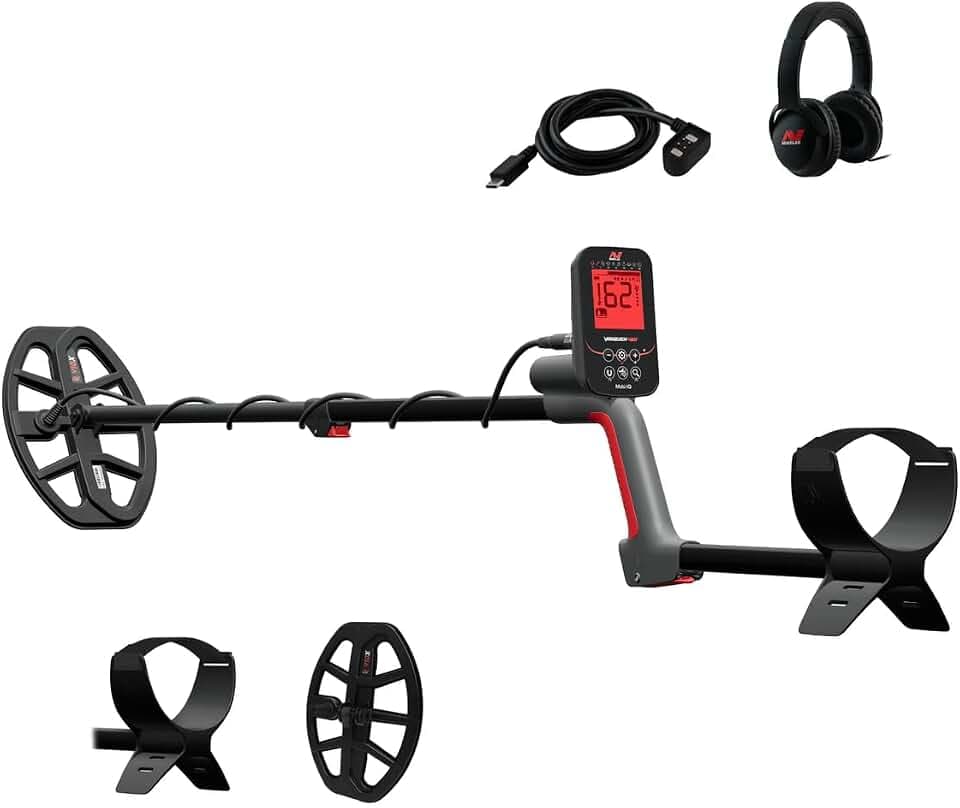 MINELAB Vanquish 460 Fully-Automatic Lightweight Waterproof Metal Detector with Multi-IQ Technology, Includes V10X 10" Double-D Coil and Wired Headphones