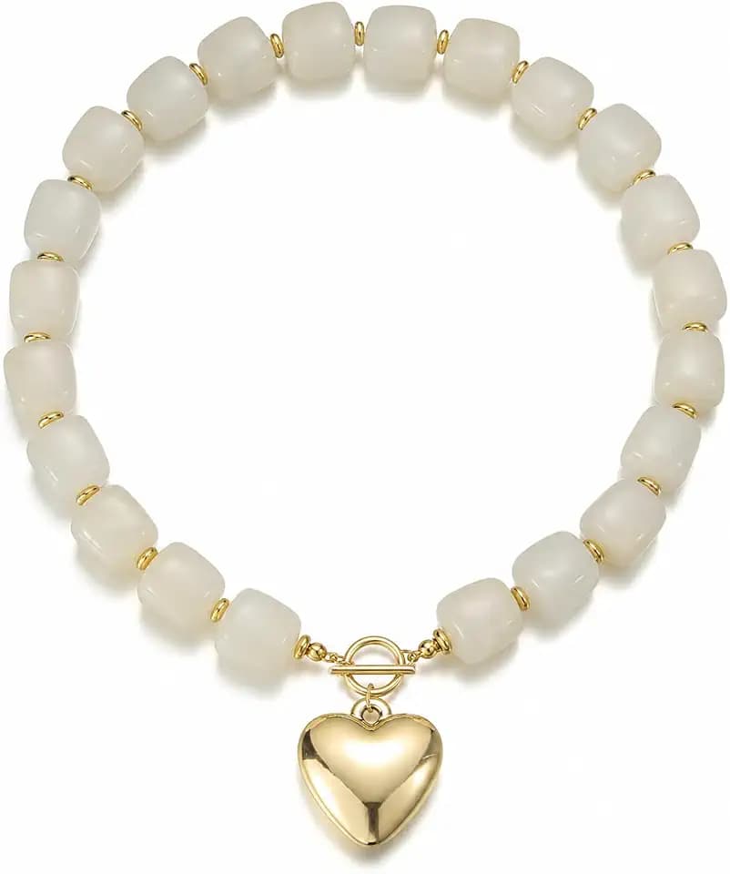 Chunky Heart Necklaces for Women, Colorful Resin Beaded Necklaces, Trendy Statement Jewelry with Toggle Clasp