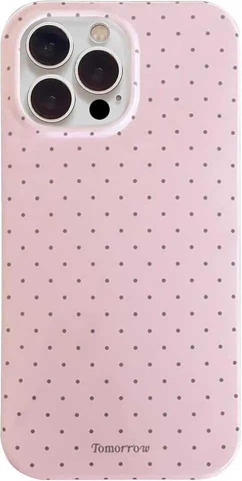 inewateri for iPhone 15 Pro Max Case Cute Polka Dot Aesthetics Case-Pink