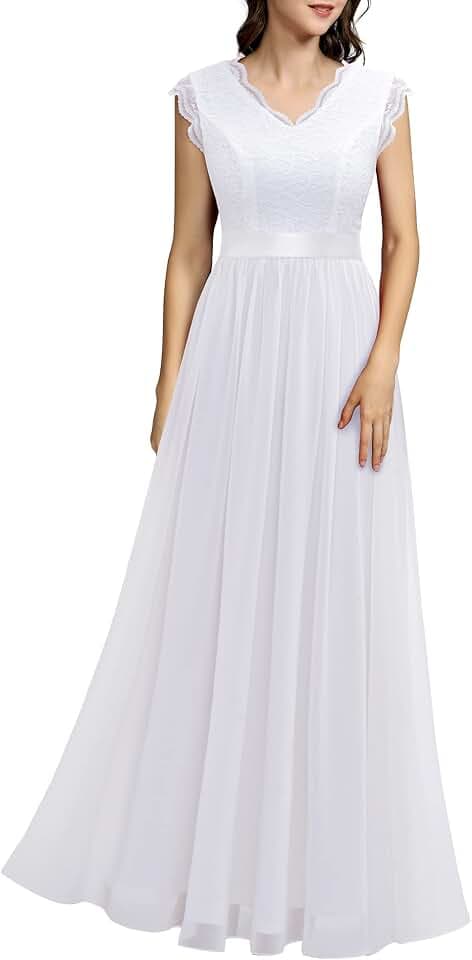 Dressystar Damen Abendkleid Lang Elegant für Hochzeit Maxi Ballkleider