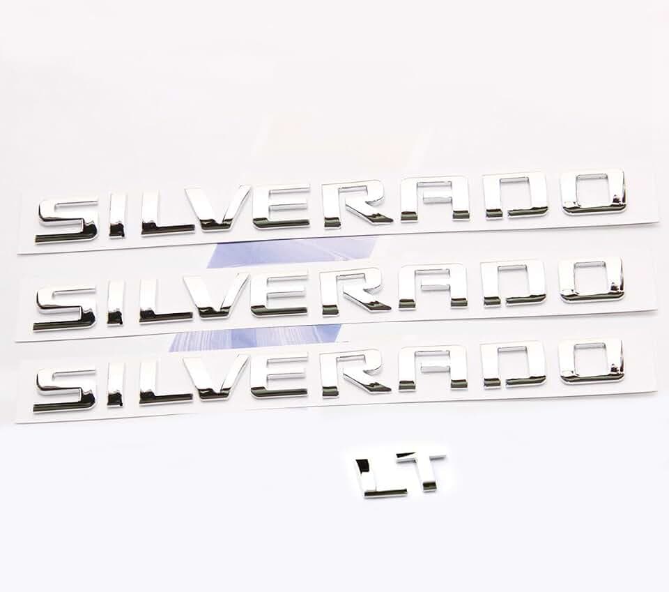 Yoaoo 4pack OEM Nameplate with LT Emblem 3D Badge Replacement for Silverado 1500 2500Hd 3500Hd Series 1999-2018 Gloss Chrome