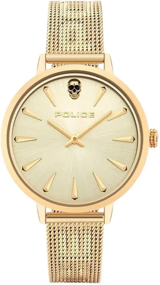 Police Damenuhr Miona Gold mit Edelstahlarmband, Analog, Quarz, 3 Bar, PL16035MSG.22MM