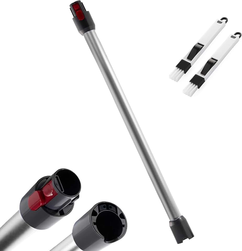 Verlängerungsrohr kompatibel mit Dyson V7 V8 V10 V11 V15 - Ersatz Teleskop-Saugrohr für Dyson, Starres Verlängerungsstange mit 2-in-1 Bürste, Zubehör für Staubsauger, Silber