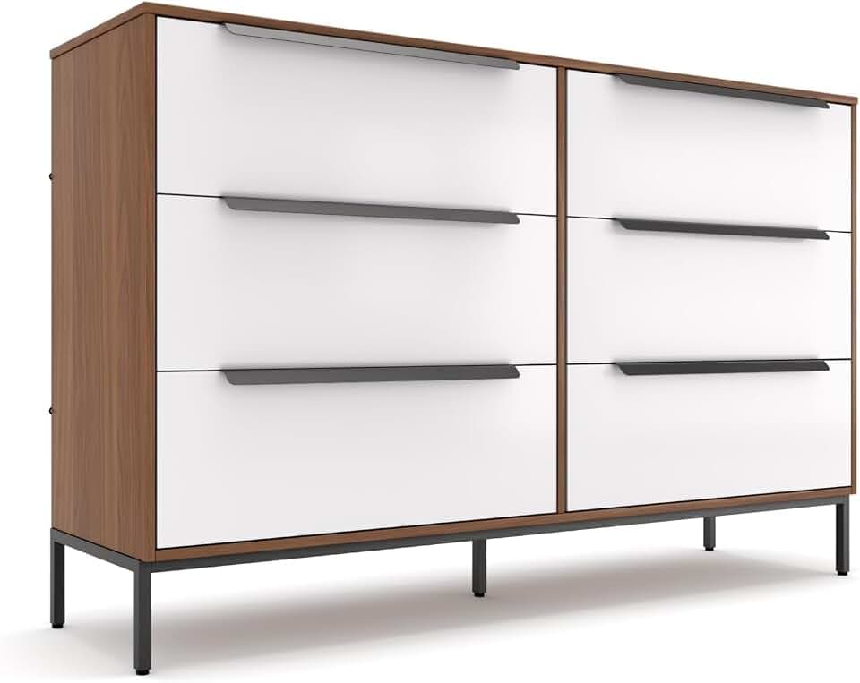 tinge Lira 6-Drawer Fabric Dresser for Bedroom, Waterproof, Dark Brown