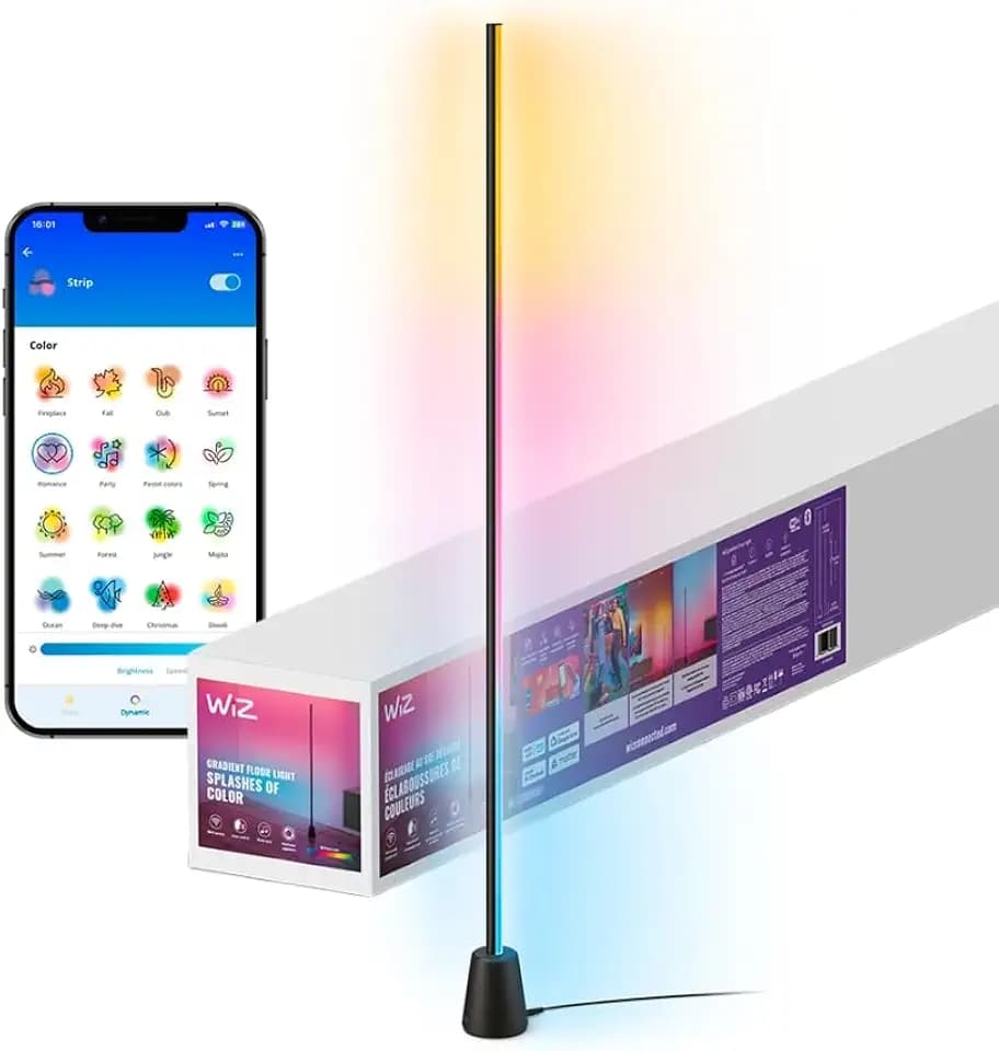 WiZ Connected Gradient Floor Light, Multi-Color LED Light Strip, Sleek Design and Easy Setup, RGBIC LED Strip Lights, Floor Lamp Connects to Wi-Fi, Voice/App Control