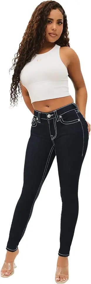 True Religion Women’s Jennie Mid-Rise Skinny Flap Jeans | Body Rinse