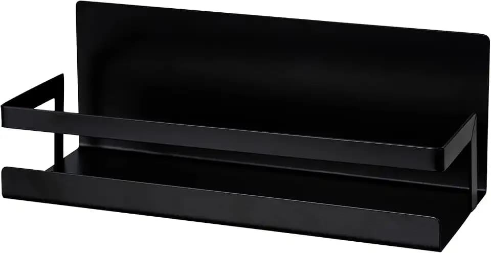 WENKO Magnetisches Gewürzregal Ima mit Umrandung, aus Metall, zum Abstellen von Gewürzstreuern und Grillzubehör, Befestigen ohne Bohren, Black Outdoor Kitchen, 30 x 12 x 11 cm, Schwarz