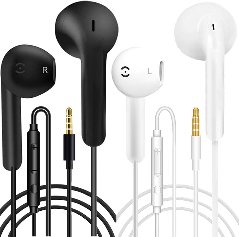 2 Pack kopfhörer mit Kabel in Ear kopfhörer Kabel Ohrhörer mit Mikrofon und Lautstärkeregler Headset mit 3.5mm Kopfhörern für Phone Samsung Huawei Android Smartphone Laptop MP3 Players