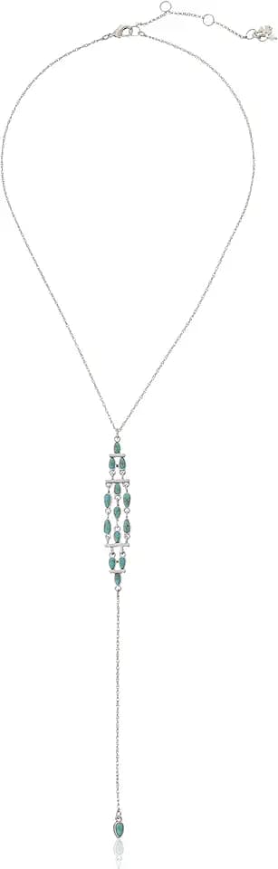Lucky Brand Turquoise Set Stone Y Necklace, Silver, One Size