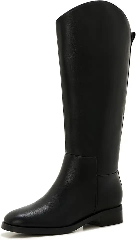 ZXHYZLZ Women's Wide Calf Knee High Boots – Plus Size Pull-On Flat Riding Boots, Comfortable Tall Equestrian Style for Fall & Winter