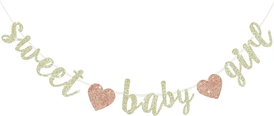 BEISHIDA Pre-Strung Glitter Champagne Girl Baby Banner Baby Shower Decor