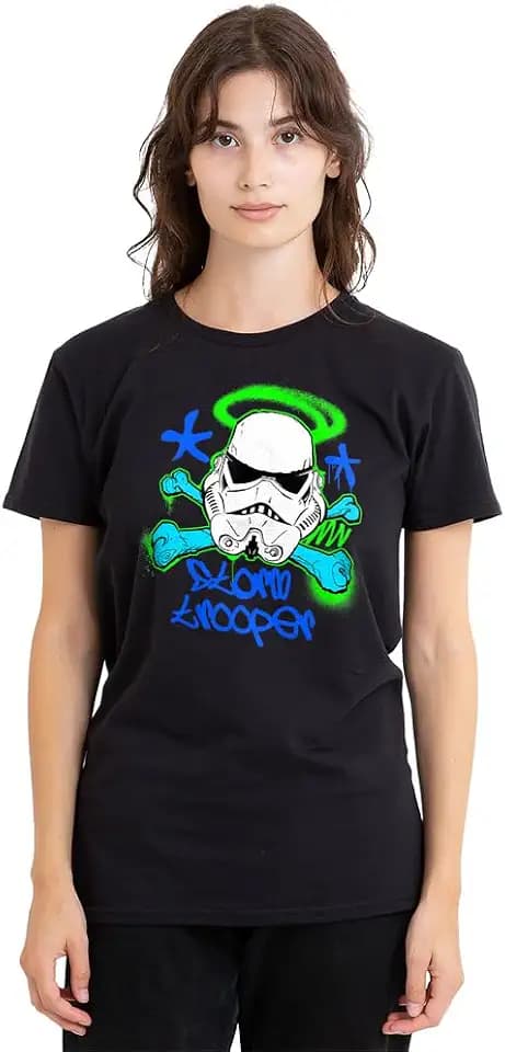 Star Wars Stencil Trooper Ladies T Shirt, Black