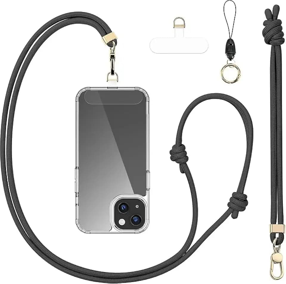 Anti-Theft Phone Lanyard Crossbody & Wrist Strap Keychain with 2 Phone Tabs