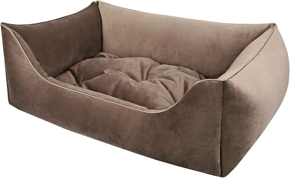 Dandy Dog Hundebett Magic Velvet Taupe - abziehbar Bezug und Füllung waschbar hochwertiger Samt kuschelig robuste Qualität Made in Germany - Größe L