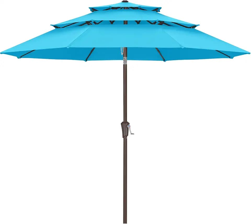 ABCCANOPY 11FT 3-Tier Patio Outdoor Market Umbrella, Turquoise