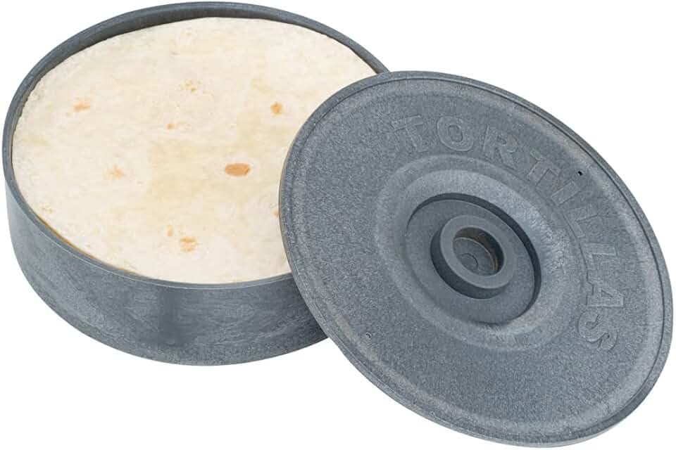 Restaurantware Tortilla Warmer 1 Count 8.5 x 8.5 x 2.3 Inches Plastic Tortilla Server Insulated Tortilla Keeper Gray