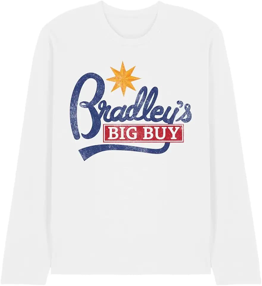 Stranger Things Unisex Stranger Things Bradley's Big Buy Logo Unisex Long Sleeve T Shirt, White T-Shirt (1er Pack)