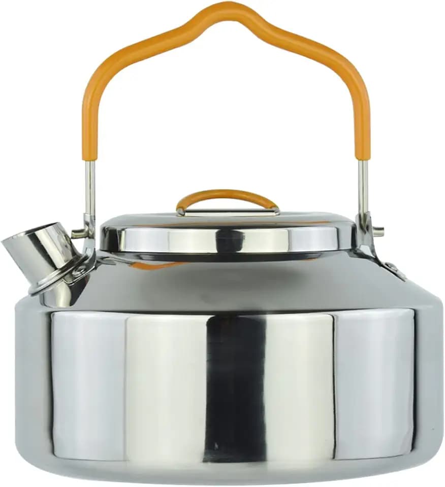 MODALI Camping Teekessel Kaffeekanne Wasserkocher Outdoor Geschirr Set Teekanne und Edelstahlbecher Camping Kochgeschirr Set idea für Outdoor Picknick Wandern 1.0L