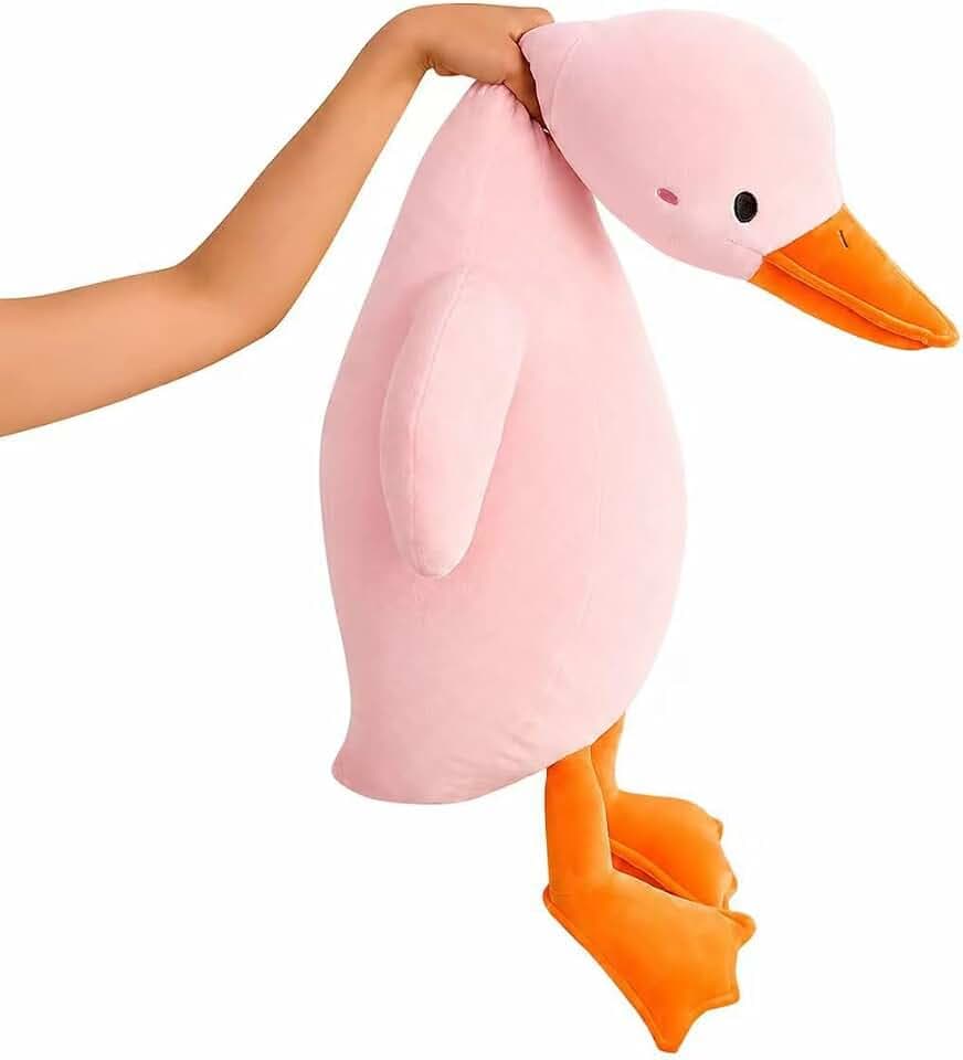 KEWO Duck Plush Pillow Stuffed Animal Toy, Cute Giant Goose Plush Duck Stuffed Animal,Soft Hugging Pillow for Kids Bedding (Pink,25.5 in)