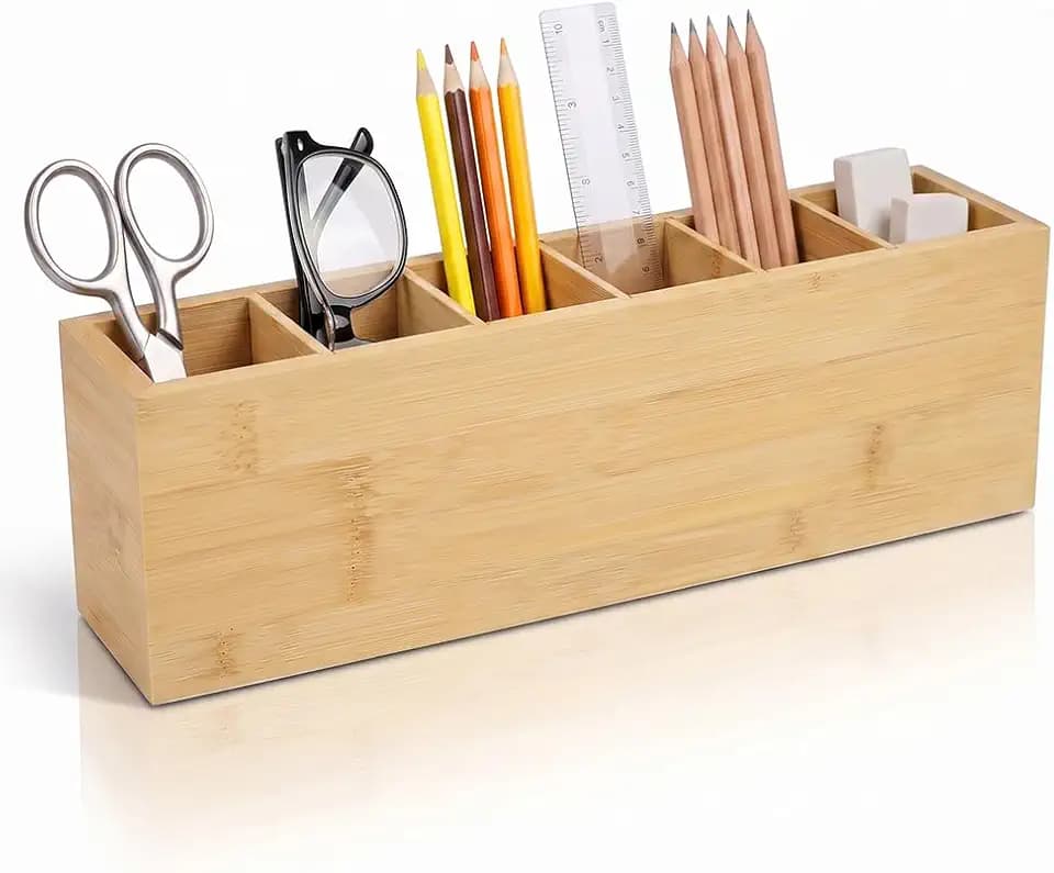 Stiftehalter Holz Quadrat 33cm Organizer Holder Schreibware Kinder