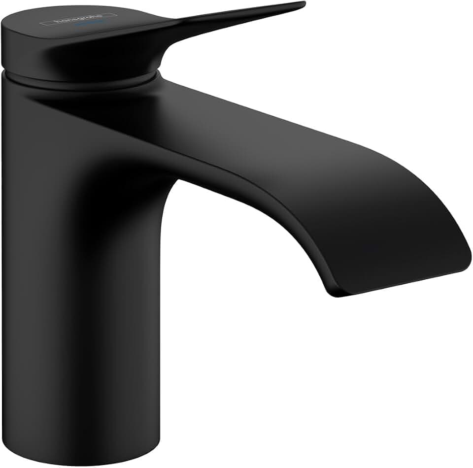 hansgrohe 75010671 Vivenis 80 mit Zugstangen-Ablaufgarnitur, mattschwarz, 1,2 GPM, Einloch-Badezimmerarmatur