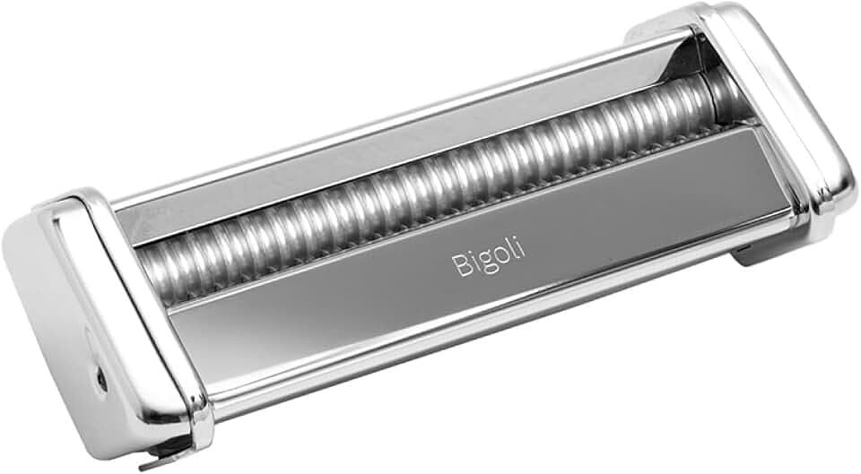 MARCATO Nudelmaschinen-Aufsatz, für Bigoli, 3,5 mm runder Schnitt, verchromter Stahl, Hergestellt in Italien, kompatibel mit Atlas 150 und Atlasmotor, Nudelschneider Küchenzubehör. Nudelform: Bigoli