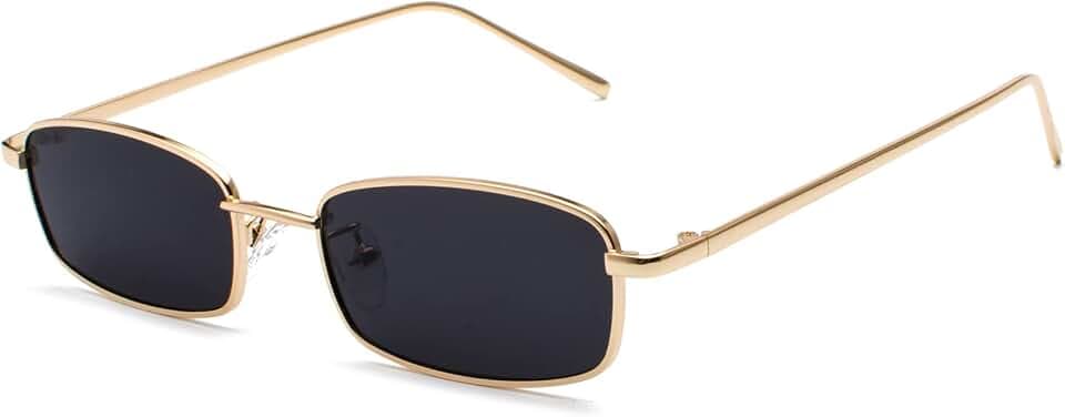 Vintage Rechteckig Sonnenbrille Damen Herren Retro Schmale Brill