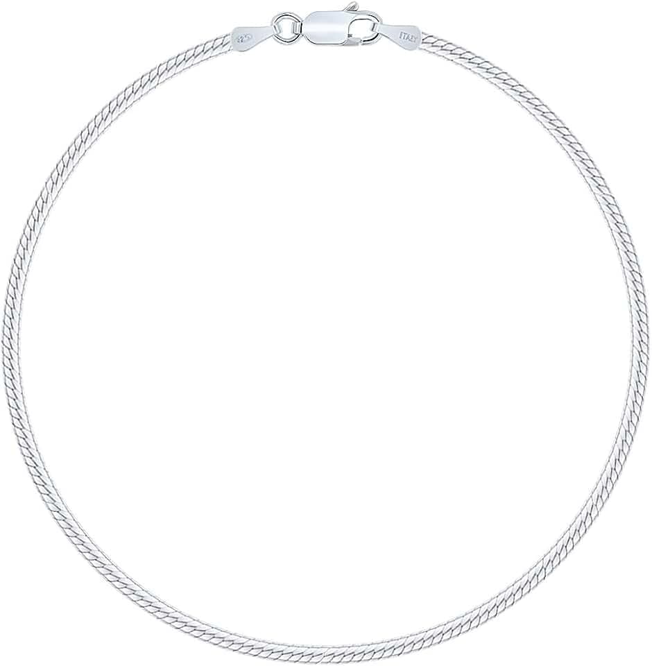 PLANETYS - Fischgrätkette Knöchelkette Fußkettchen 925 Sterling Silber rhodiniert - 2.20 mm Breite