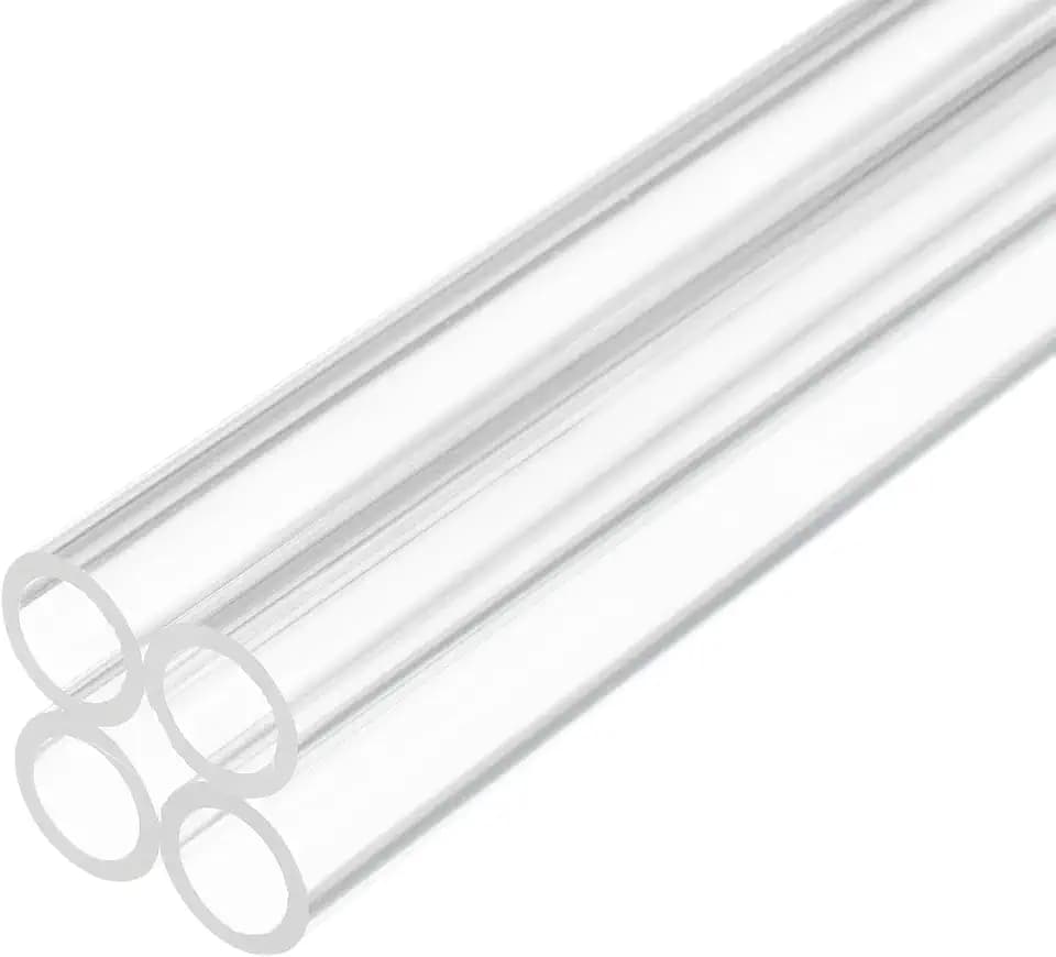 14" Clear Plastic Rigid Pipe 10mm ID x 14mm OD (3/8" ID x 9/16" OD) Acrylic Round Tubing, [for Plumbing, Hydraulics, Aquarium] - 4Pcs