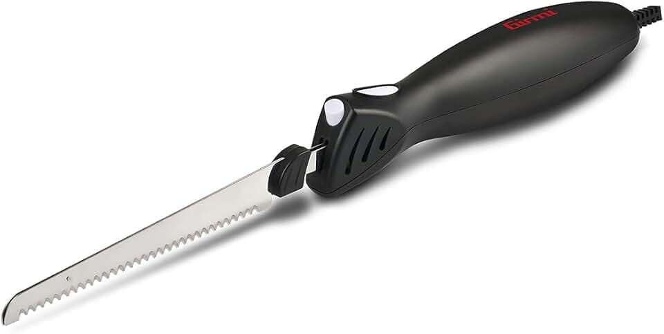 Girmi CT10 Elektrisches Messer, 45 W, DC-Motor, 2 Edelstahl-Messersets, Schwarz