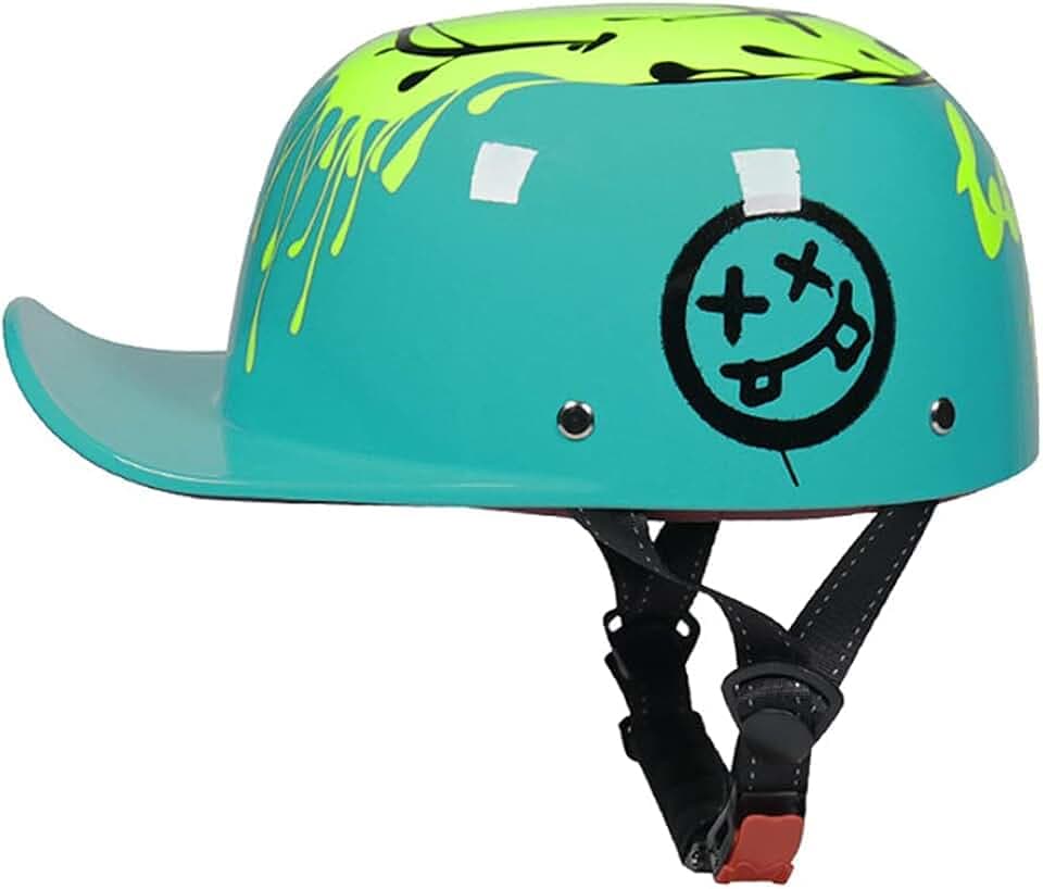 Vintage Open Face Motorcycle Helmet Baseball Cap Half Helmets Retro Men Women for Chopper Cruiser Street Scooter Moped Cap Jet - DOT Certified