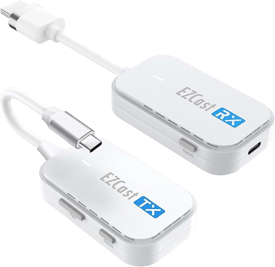 EZCast Wireless Display Transmitter & Receiver Kit, Type-C & HDMI Transmitters with Wireless Receiver, Plug & Play Screen Casting for Laptop/PC to TV/Projector (Type-C)