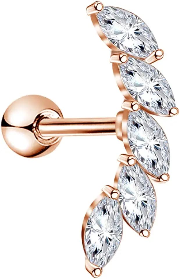 OUFER 16G Knorpel Ohrring Helix Piercings Silber Studs CZ glänzend Edelstahl Tragus Conch Oberohrläppchen Schmuck Damen