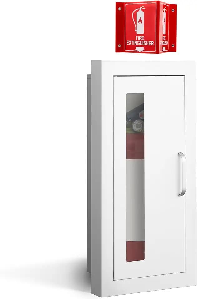 Zonon Recessed Fire Extinguisher Cabinet with Sign Steel 2.5", Small Window