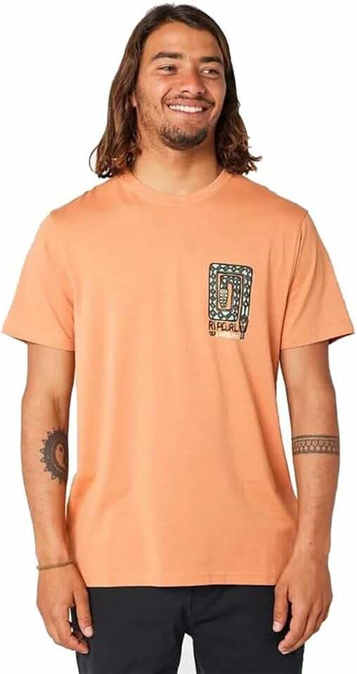 Rip Curl Kurzarm-T-Shirt für Herren, Desti Animals, Orange