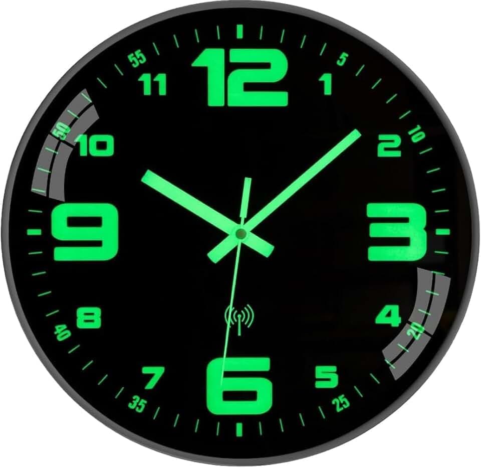 Wanduhr Funk Funkuhr Wand Lautlos Leuchtend 25cm Klein Funkwanduhr
