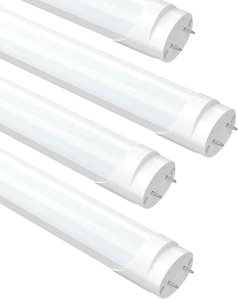 Fluorescent Light Bulbs 48 Inch, T8 LED Bulbs 4 Foot Type A+B, 24W 3200LM 6000K, F32T8 or F40T12 LED 4FT Replacement, Plug and Play or Ballast Bypass, Double or Single End Powered, 4-Pack