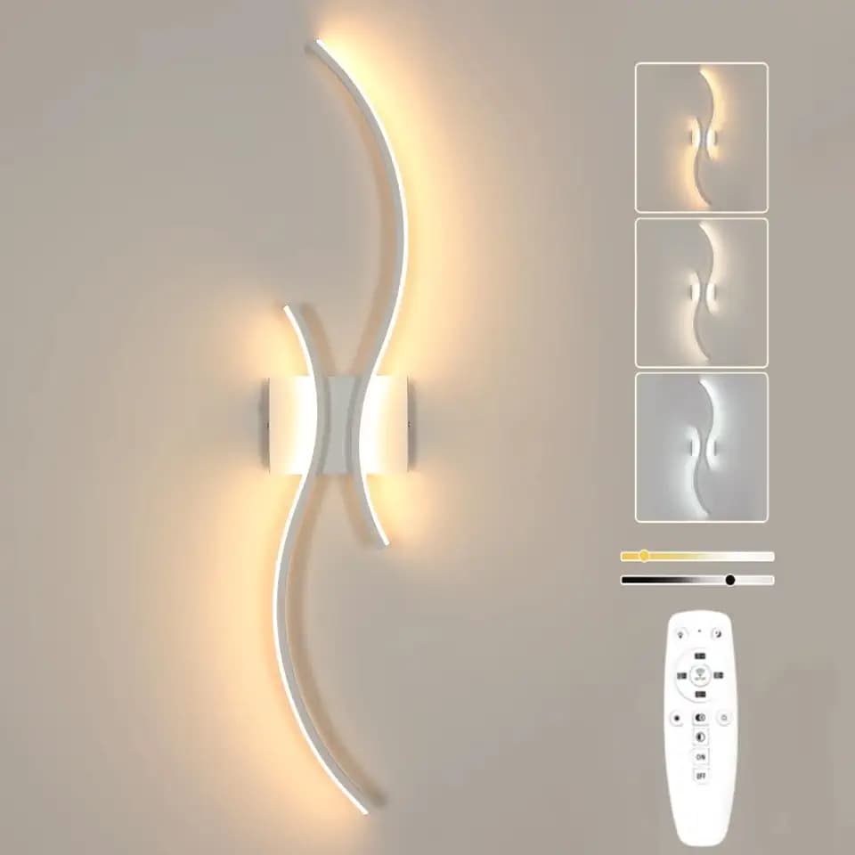 Comely LED Wandleuchte Dimmbar, 32W Kreative Lange Wandlampe Weiß 80CM | Mit Fernbedienung, 3000K-6500K, Moderne Innenwandleuchte aus Aluminium für Wohnzimmer Schlafzimmer Flur Treppen