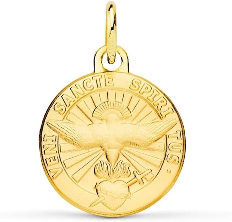 9K Goldanhänger 14mm Medaille. Heiliger Geist Paloma Lateinische Registrierung