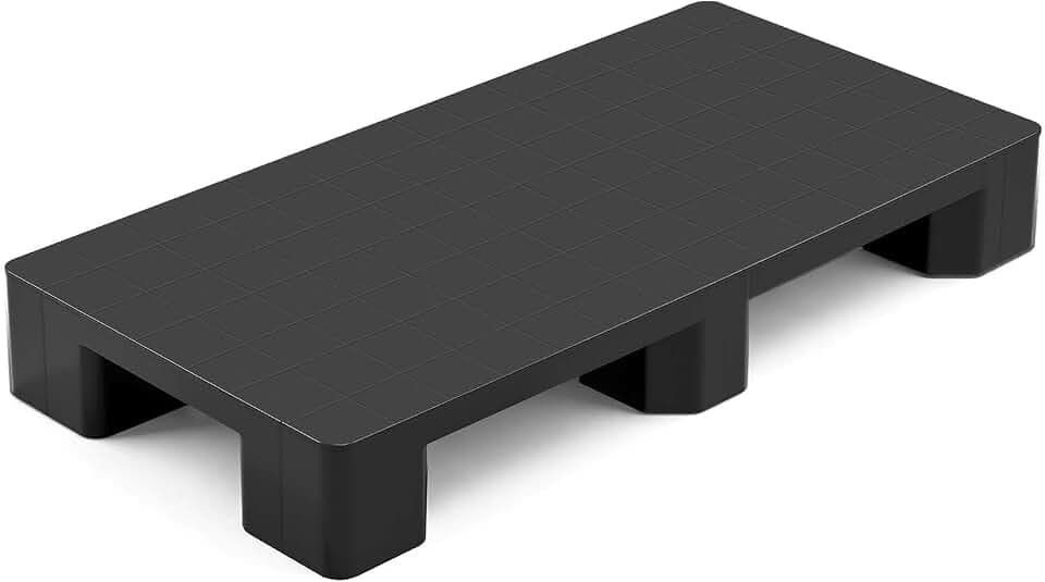 VEVOR Plastic Pallet for Basement Storage, Lightweight Waterproof Floor Storage Pad for Indoor Outdoor Supermarket Warehouse, Support up to 2205 lbs, 39.4" x 19.7" x 5.4", Black, 1PC